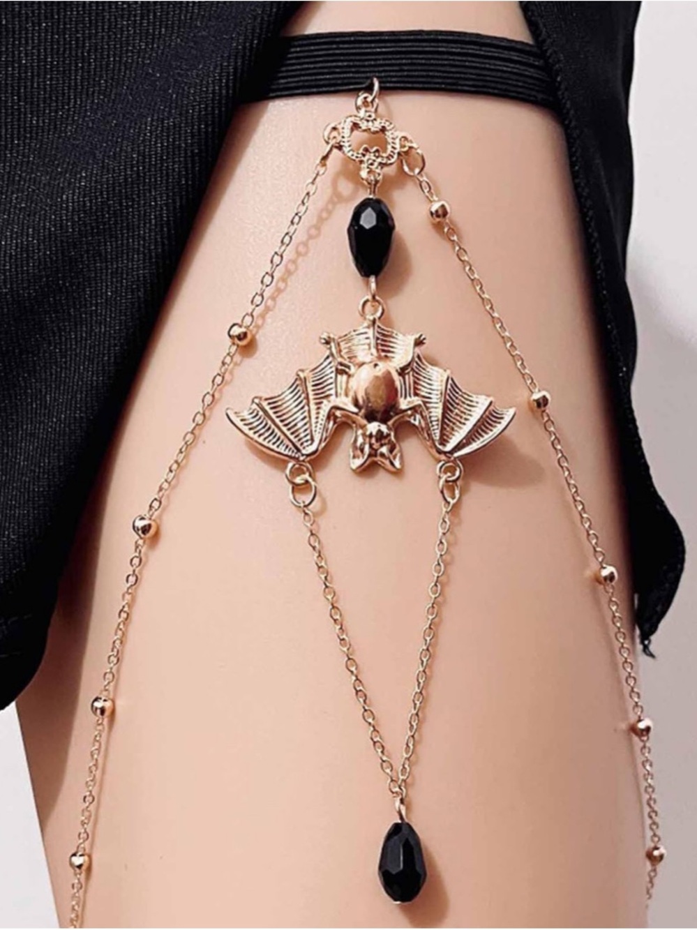 Bohemian Layered Bat Leg Body Thigh Chain Teardrop Beaded Jewelry Gold NEW